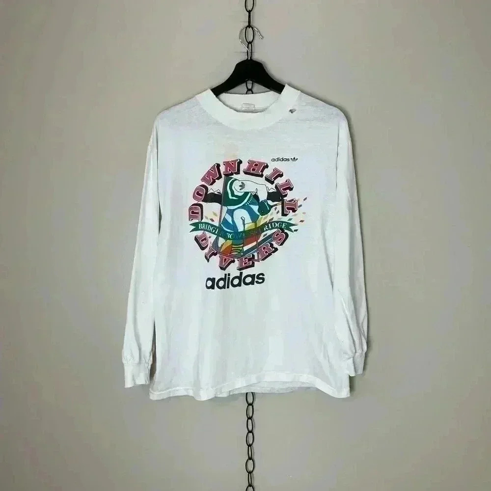 Vintage 1980s Adidas Downhill  Divers Longsleeve T-shirt